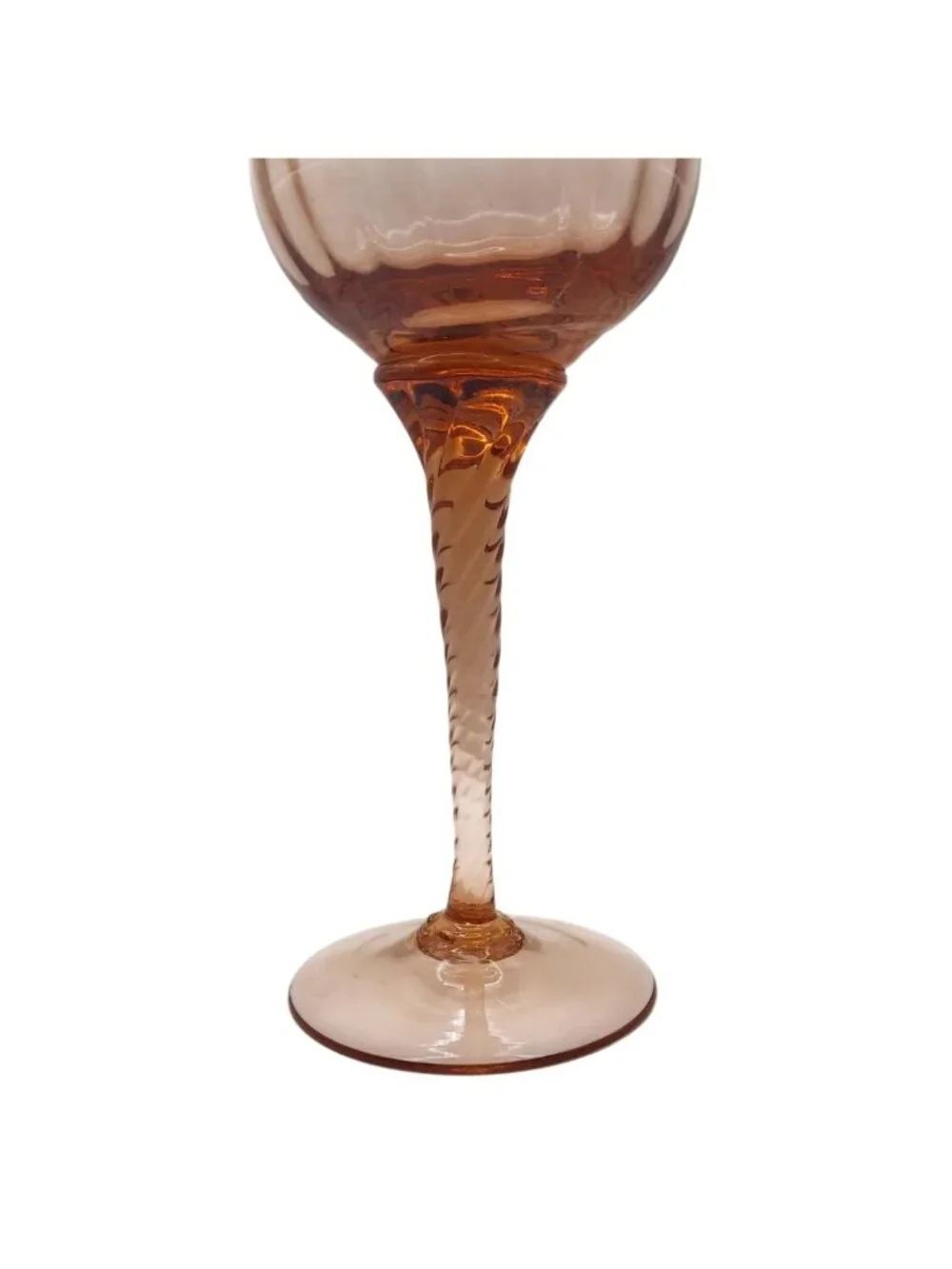 Hand Blown Glass Candle Holder Vase Pink Optic Swirl Twist Stem 12.5